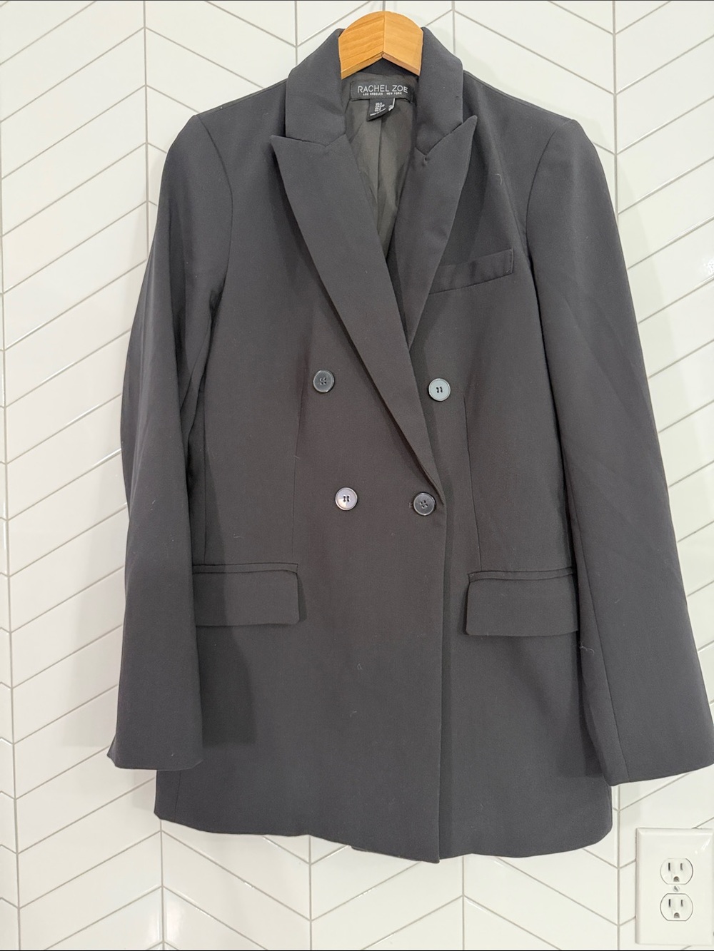 Rachel Zoe Black Double-Breasted Blazer Jacket